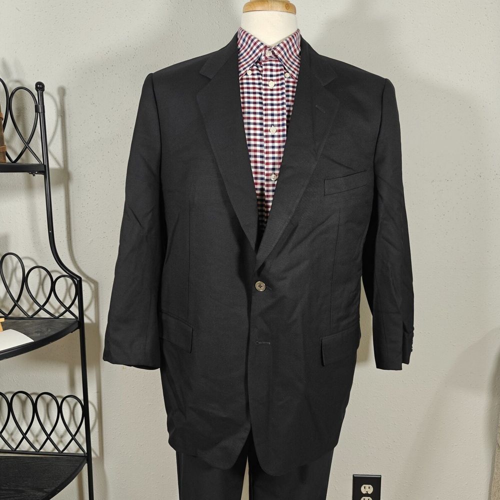 Corneliani‎ Men's Sport Coat Blazer Two Button Solid Black Twill Wool Size 48R